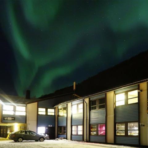 Nordlicht über der Magic Mountain Lodge | © MML Nordlichter, Magic Mountain Lodge Lyngseidet, Norwegen